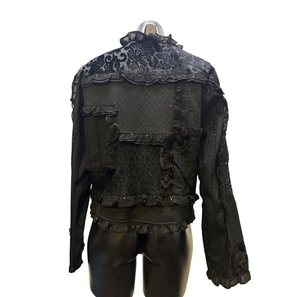 Sandy Starkman Embellished Black Jacket Button-Front L - Picture 2 of 8